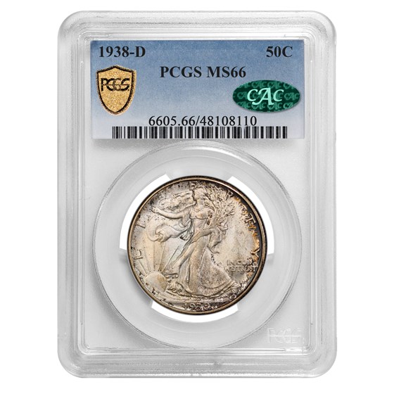 1938-D Walking Liberty Half Dollar MS-66 PCGS CAC 1938-D Walking Liberty Half Dollar MS-66 PCGS CAC